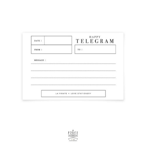 Carte à message, Happy Telegram avec emplacement pour écrire un petit message au verso - La Pirate
