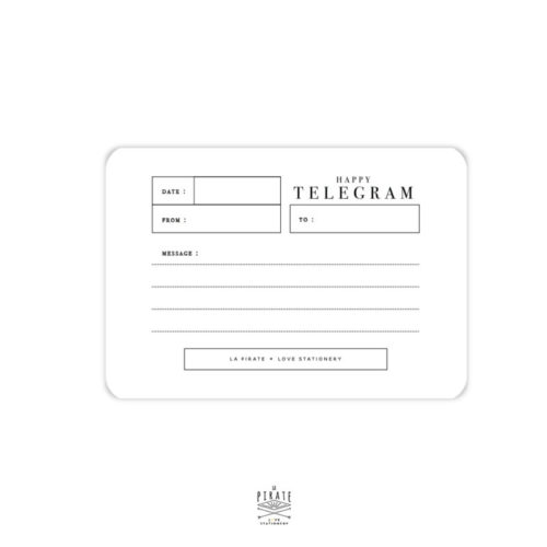 Verso Happy Telegram avec emplacement pour écrire un petit message au verso avec coins arrondis - La Pirate