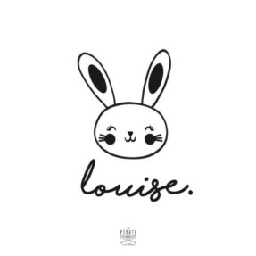 Stickers lapin noir personnalisé avec le prénom de bébé - La Pirate