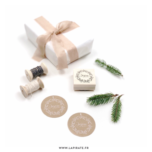 Tampon couronne Joyeux Noël, Tampon DIY Noël