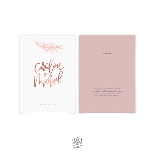 Faire-part mariage calque et vieux rose, personnalisé pour votre mariage bohème chic | Collection Sahanna - La Pirate