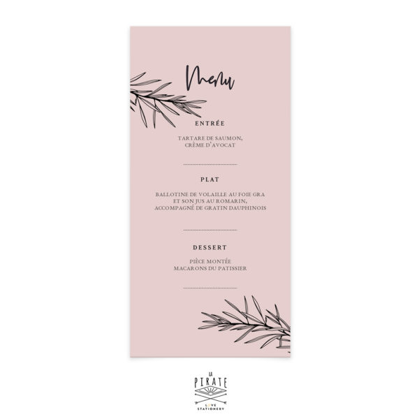 Menu Mariage Boheme Chic Collection Sahanna