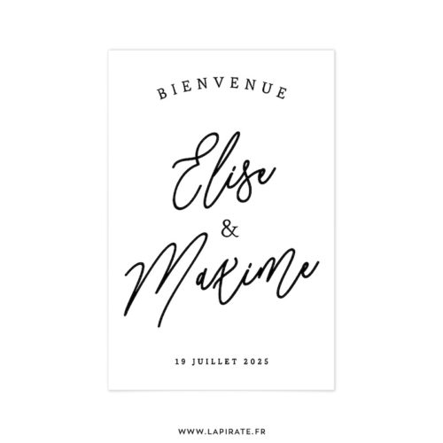 Stickers bienvenue calligraphie personnalisé pour votre mariage - noir sur blanc - La Pirate