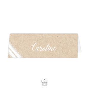 Marque-place cavalier personnalisé kraft et dentelle, mariage bohème