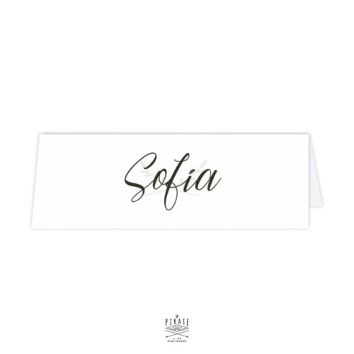Marque-place cavalier personnalisé végétal, mariage minimaliste