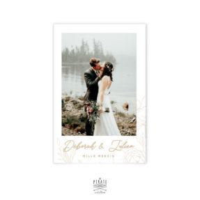 Carte remerciements mariage bohème et floral, personnalisée avec la photo des mariés - Collection mariage bohème Kamélia