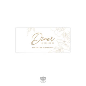 Invitation repas mariage bohème et fleuri, collection Kamélia