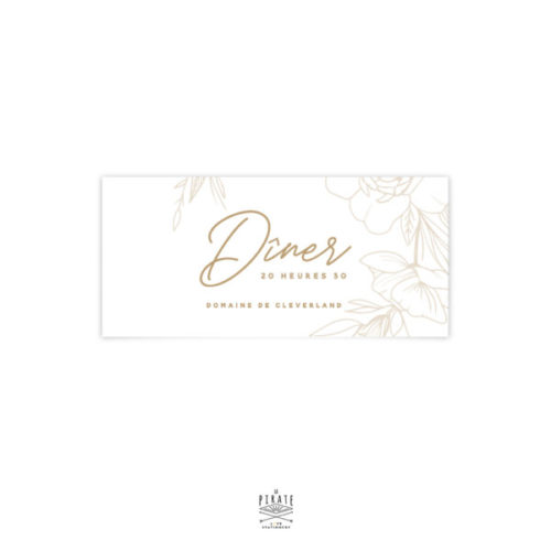 Invitation repas mariage bohème et fleuri, collection Kamélia
