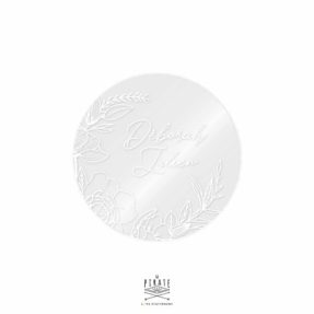 stickers rond transparent couronne de fleurs bohème. Personnalisé de vos prénoms imprimés en blanc - Collection Camélia