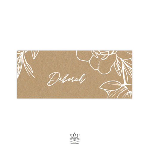 Marque-place mariage bohème kraft et impression blanche - La Pirate
