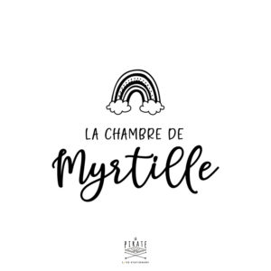 Stickers mural arc-en-ciel scandinave, personnalisé du prénom de votre enfant et de l'inscription "La chambre de"