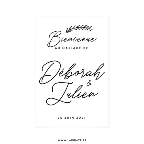 Stickers pour panneau de bienvenue bohème personnalisé avec vos prénoms calligraphiés et la date du mariage, thème bohème, collection Kamélia