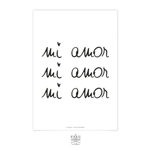 Affiche déco Mi Amor, manuscrit et monochrome pour créer un mur de cadre minimaliste et original