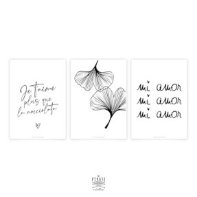 Lot de 3 cartes Saint-Valentin, calligraphiées à la main. Edition limitée pour la Saint-Valentin