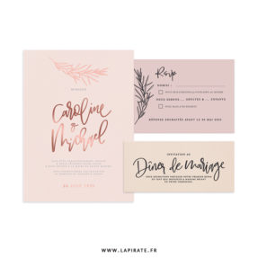 Faire-part mariage calque chic, rose gold