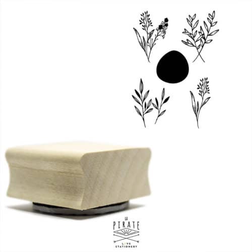 Lot de 5 tampons botaniques en bois et tampon pastille à superposer. Motif botanique dessiné à la main pour vos loisirs créatifs - La pirate