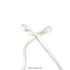 Ruban satin blanc écru - 10mx6mm pour nouer votre papeterie