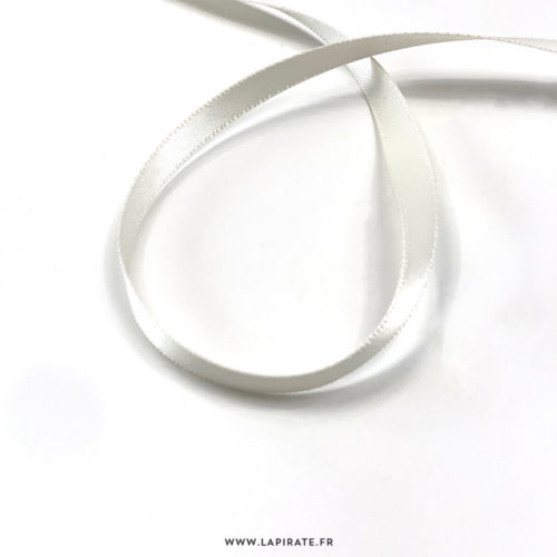 Ruban satin blanc écru - 10mx6mm pour nouer votre papeterie