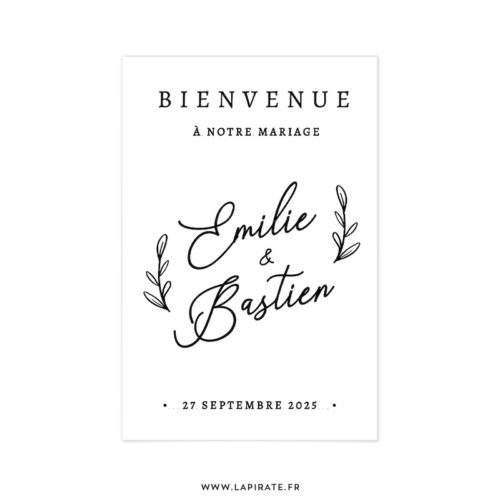 Stickers Bienvenue au mariage Calligraphie, branches végétales | Love and bloom