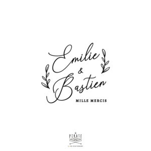 Stickers mille mercis pour urne de mariage personnalisé, calligraphie et végétal