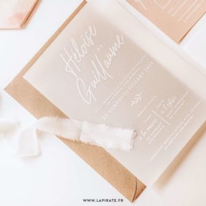 Faire-part mariage calque blanc, à personnaliser pour votre mariage chic et élégant - La Pirate