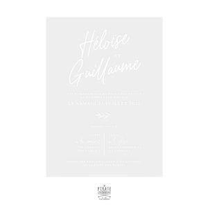Faire-part mariage calque blanc, calligraphie - Collection Rosie, mariage chic et élégant à personnaliser