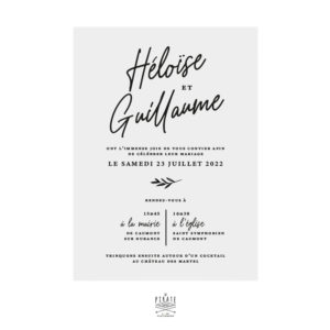 Faire-part mariage calque noir, calligraphie - Collection Rosie, mariage chic et élégant à personnaliser