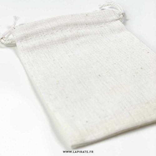 Pochon en coton fin, naturel, à personnaliser - lien de serrage - 7x9 cm