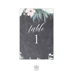 Numéro de table ardoise et fleurs vintage à personnaliser