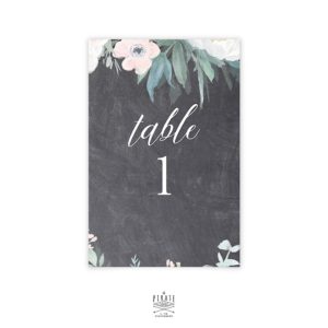 Numéro de table ardoise et fleurs vintage à personnaliser