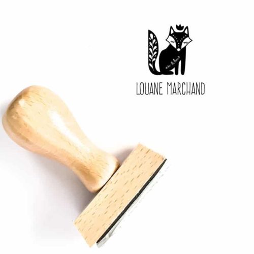 Tampon ex-libris renard en bois, personnalisé de votre nom