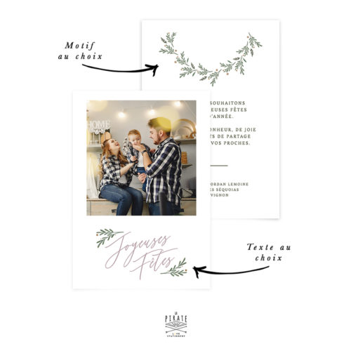 Carte de voeux personnalisée avec photo, Noël, optez pour le motif et le texte de votre choix pour les Fêtes de fin d'année