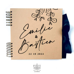 Livre d'or eucalyptus calligraphie personnalisé, livre kraft | Collection Sienne