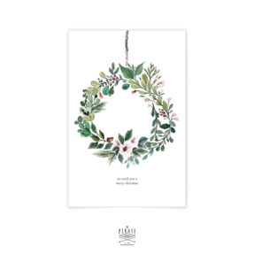 Carte de voeux Joyeux Noël, couronne de Noël aquarelle peinte à la main - carte Noël