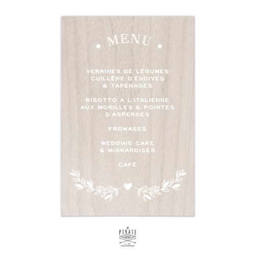 Stickers menu mariage bohème folk personnalisé pour miroir, bois, plexi | Collection Bohème Folk