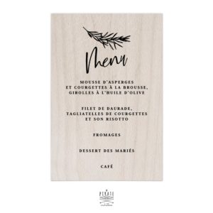 Stickers menu mariage bohème Sahanna personnalisé pour miroir, plexi, bois coloris au choix