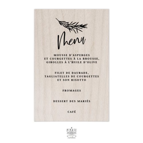 Stickers menu mariage bohème Sahanna personnalisé pour miroir, plexi, bois coloris au choix