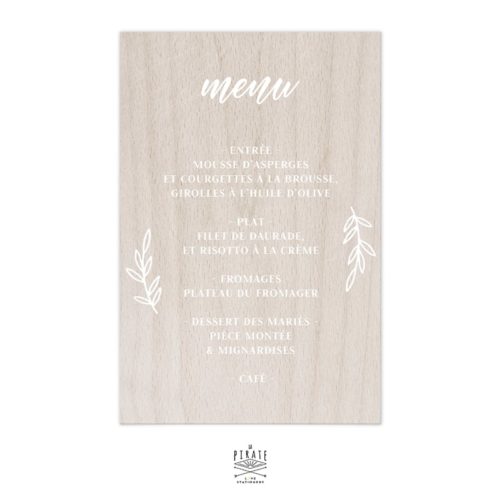 Stickers menu mariage champêtre personnalisé pour miroir, bois, plexi | Collection Fines branches