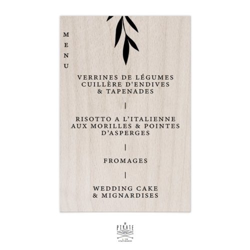 Stickers menu mariage élégant personnalisé à coller sur miroir, bois, plexi, ...
