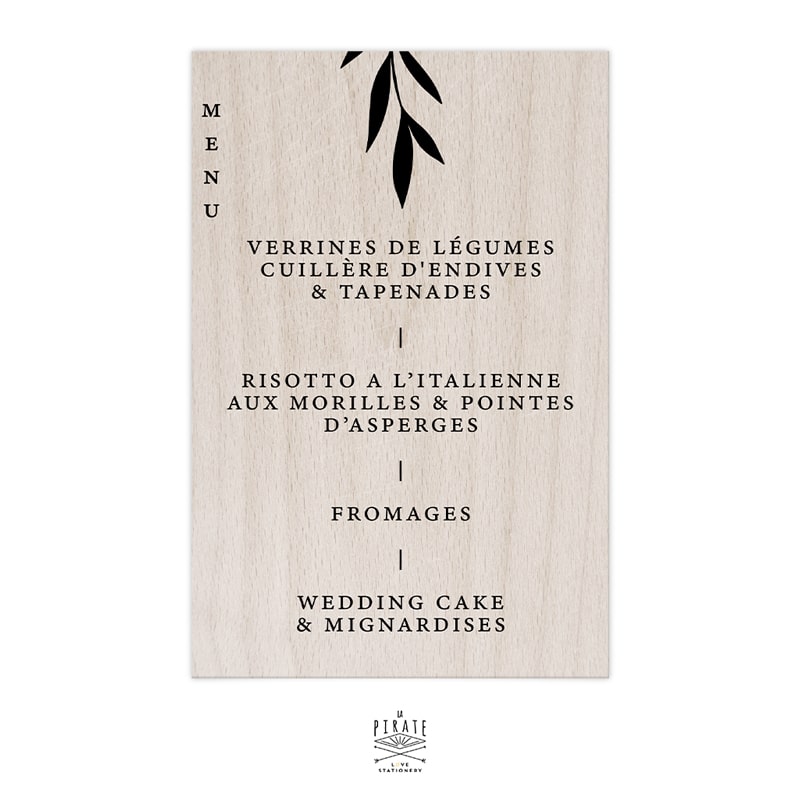 Stickers menu mariage élégant personnalisé à coller sur miroir, bois, plexi, ...