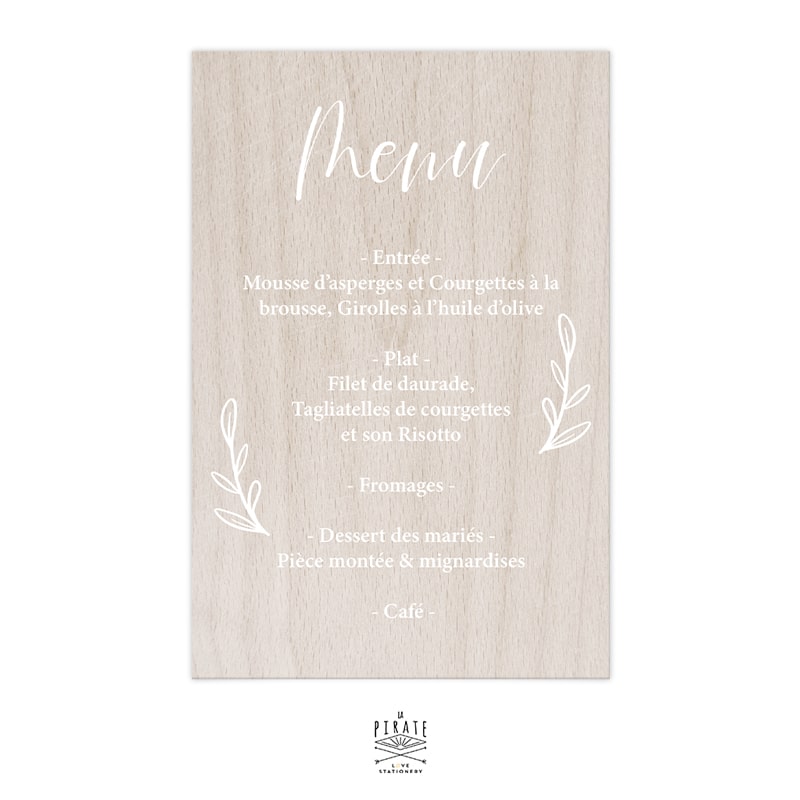 Stickers menu mariage végétal personnalisé pour miroir, bois, plexi | Collection Love & Bloom