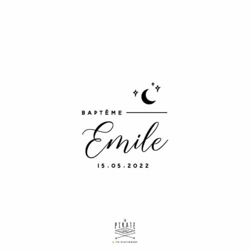 Tampon baptême lune, personnalisé, étoiles, céleste