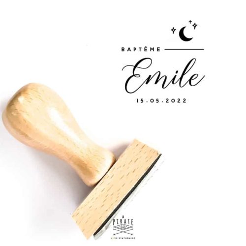 Tampon baptême à personnaliser lune, personnalisé, étoiles, céleste