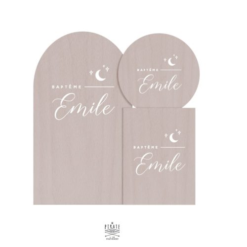 Stickers panneau baptême lune, personnalisé, moon, étoile, ciel