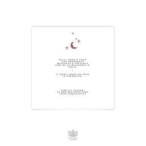 Faire-Part naissance verso texte, motif Lune -Faire-part calque carré, collection Emile - La Pirate