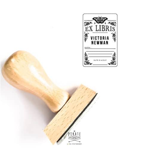 Tampon ex-libris, arcane tarot végétal, tampon encreur livre- La Pirate