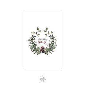 Carte de voeux Noël couronne aquarelle, pomme de pin - Meilleurs voeux - La Pirate