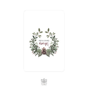 Carte de voeux Noël couronne aquarelle, pomme de pin - Meilleurs voeux - La Pirate