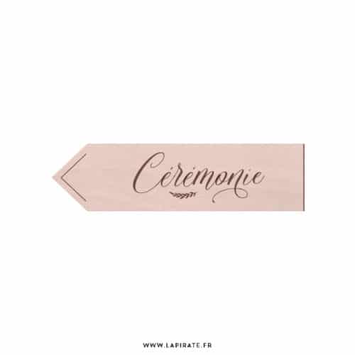 Flèche bois mariage Cérémonie, calligraphie - gauche - La Pirate