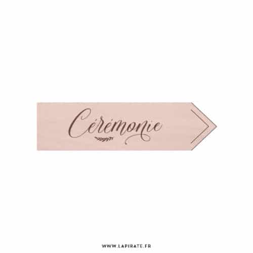 Flèche bois mariage Cérémonie, calligraphie - droite - La Pirate